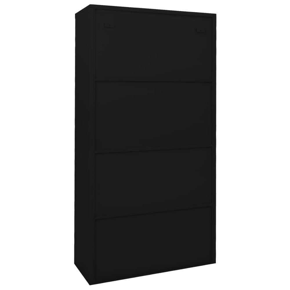 vidaXL Office Cabinet with Sliding Door Black 35.4"x15.7"x70.9" Steel, 335964. Picture 4