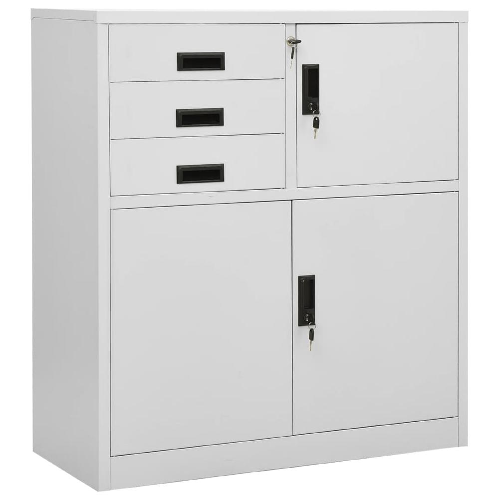 vidaXL Office Cabinet Light Gray 35.4"x15.7"x40.2" Steel, 336406. Picture 1