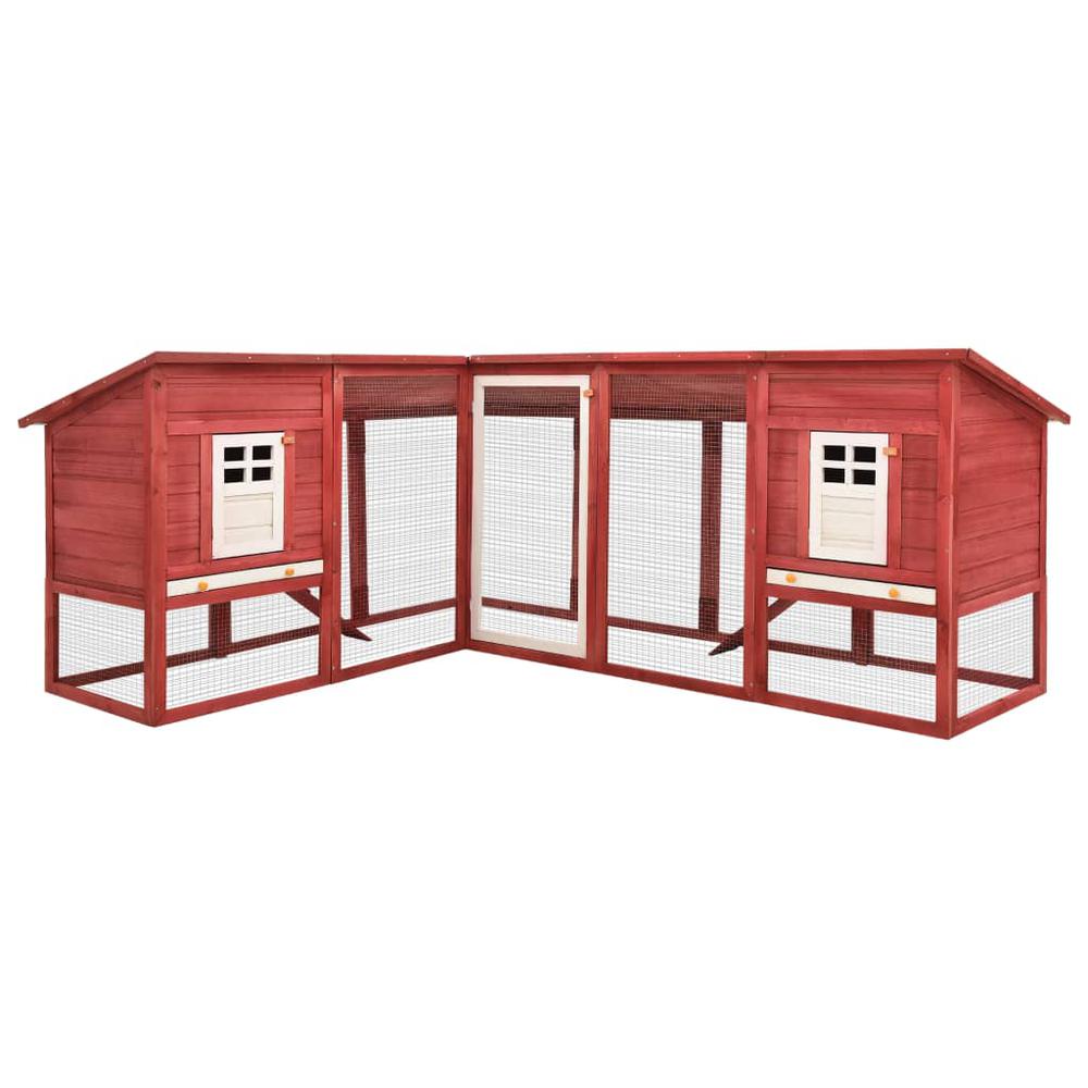 vidaXL Outdoor Rabbit Hutch with Run Red and White Solid Fir Wood. Picture 1