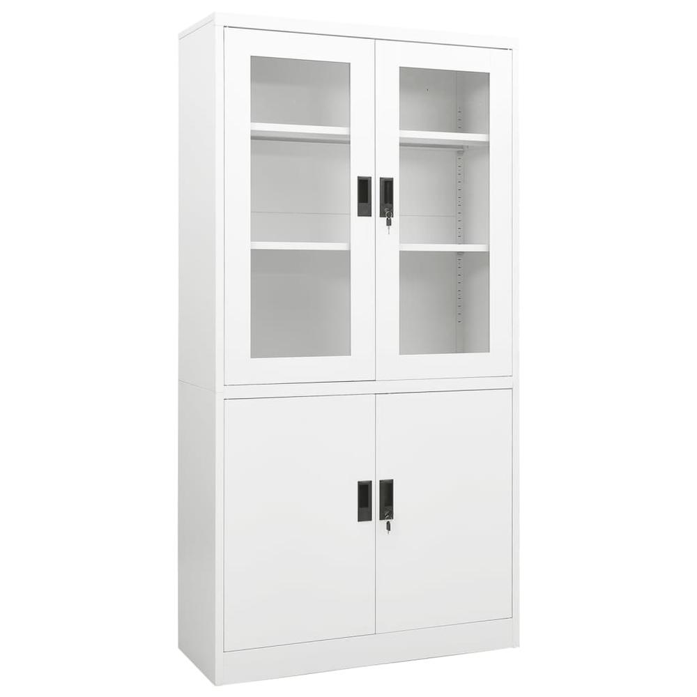 vidaXL Office Cabinet White 35.4"x15.7"x70.9" Steel, 335946. Picture 1