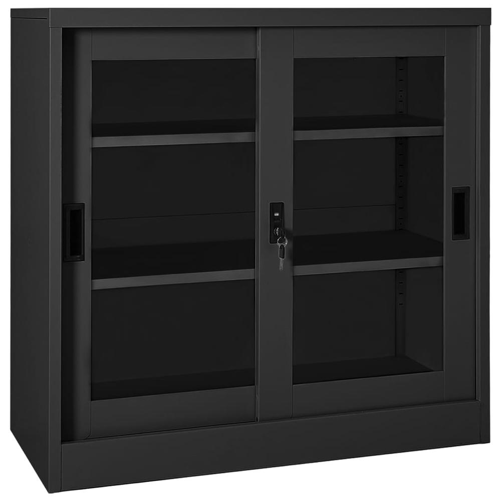 vidaXL Sliding Door Cabinet Anthracite 35.4"x15.7"x35.4" Steel. Picture 1