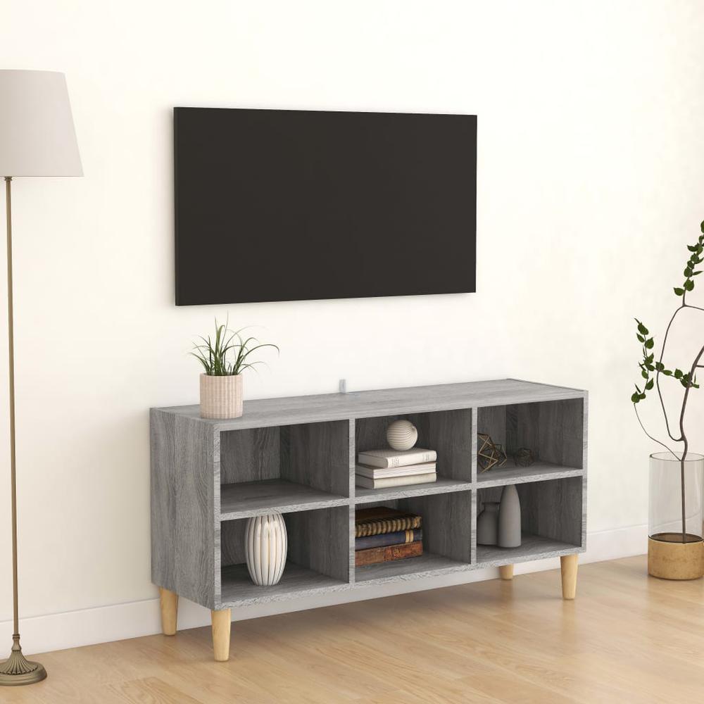 vidaXL TV Cabinet with Solid Wood Legs Gray Sonoma 40.7"x11.8"x19.7". The main picture.