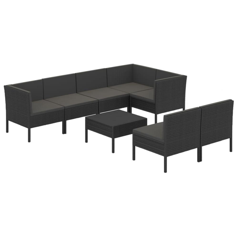 vidaXL 8 Piece Patio Lounge Set with Cushions Poly Rattan Black, 3094393. Picture 2