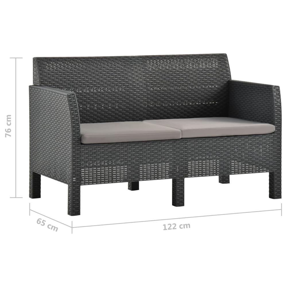 vidaXL 2 Piece Patio Lounge Set with Cushions PP Rattan Anthracite, 3079667. Picture 11