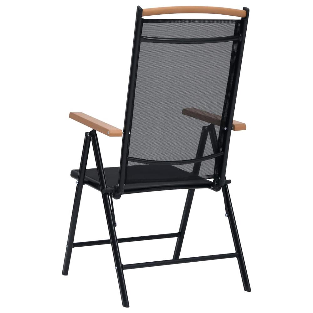 vidaXL Folding Patio Chairs 2 pcs Aluminum and Textilene Black. Picture 4