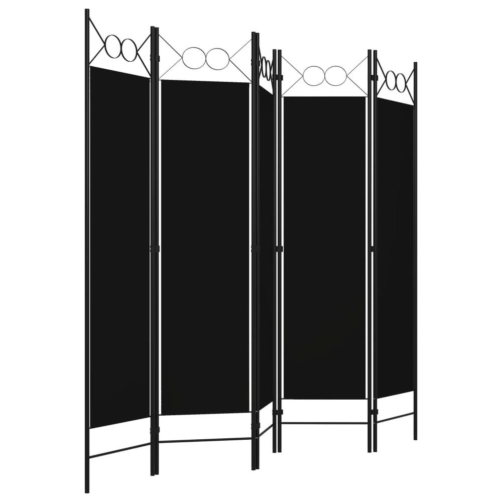vidaXL 5-Panel Room Divider Black 78.7"x70.9". Picture 3