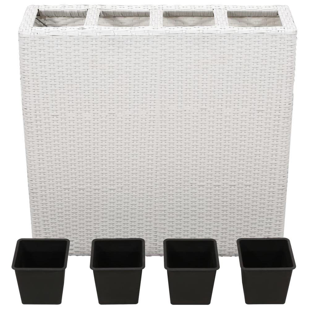 vidaXL Garden Raised Bed with 4 Pots 2 pcs Poly Rattan White. Picture 4