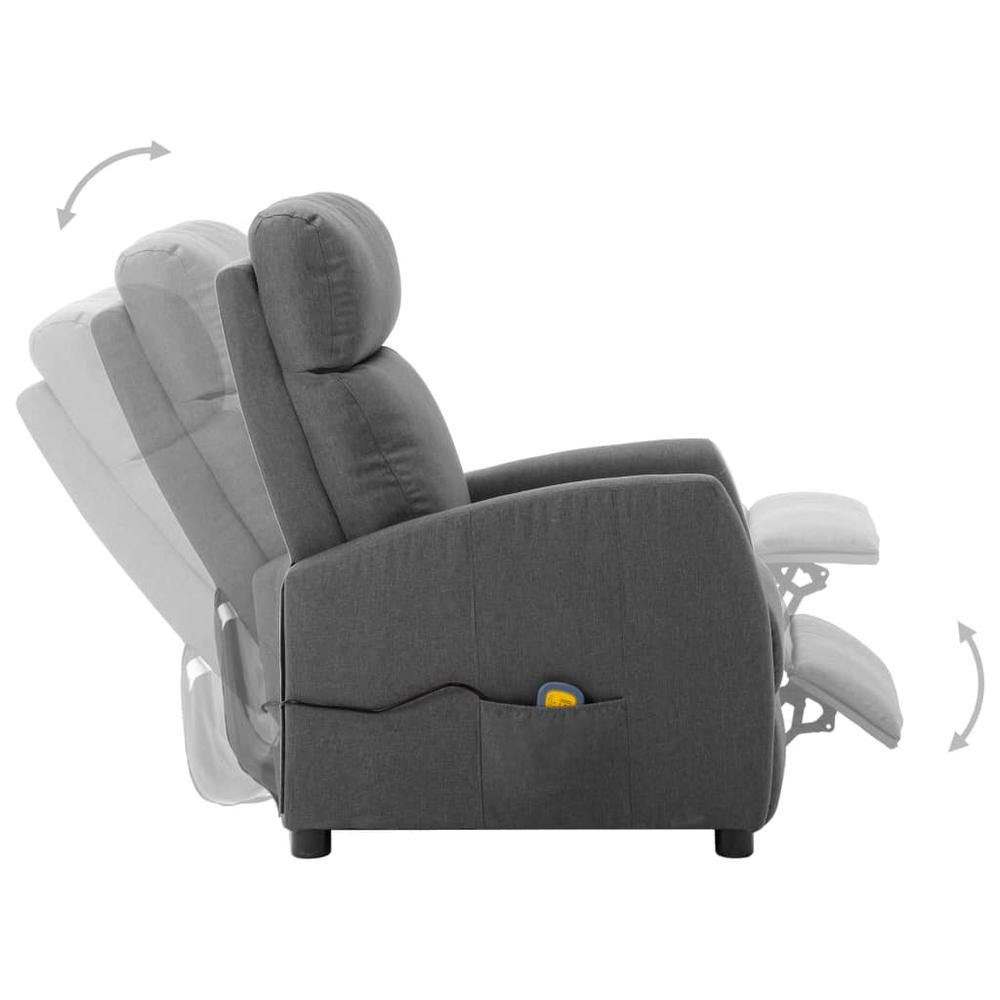 vidaXL Electric Massage Reclining Chair Light Gray Fabric. Picture 4