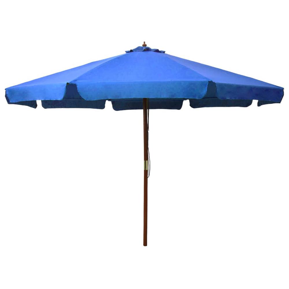 vidaXL Outdoor Parasol with Wooden Pole 129.9" Azure. Picture 1