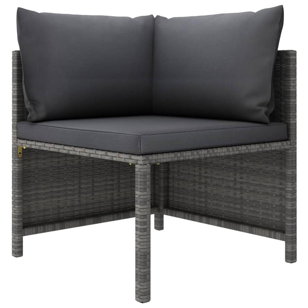 vidaXL 4 Piece Patio Sofa Set with Cushions Poly Rattan Gray. Picture 2