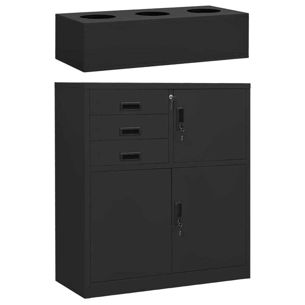 vidaXL Office Cabinet with Planter Box Anthracite 35.4"x15.7"x49.2" Steel, 3095269. Picture 1