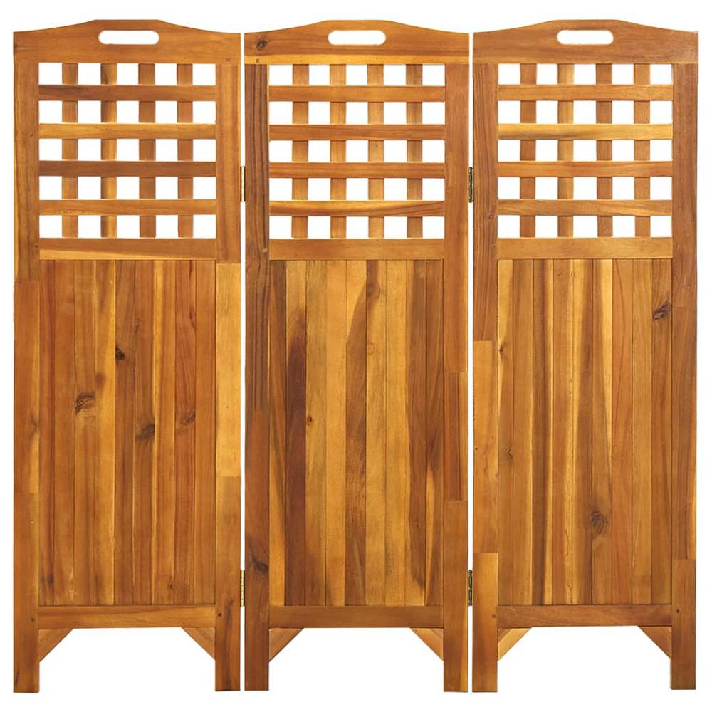 vidaXL 3-Panel Room Divider 47.6"x0.8"x47.2" Solid Acacia Wood. Picture 2