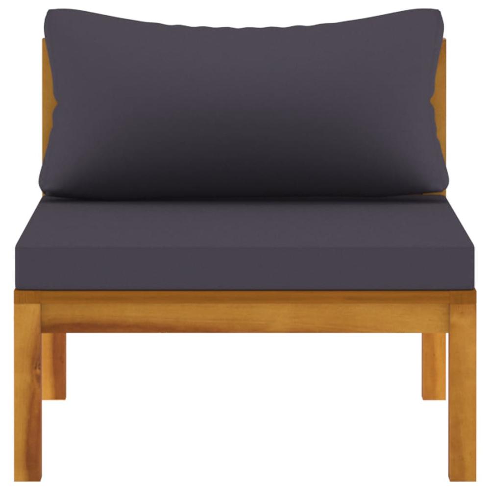 vidaXL 2 Piece Sofa Set with Dark Gray Cushions Solid Acacia Wood. Picture 4