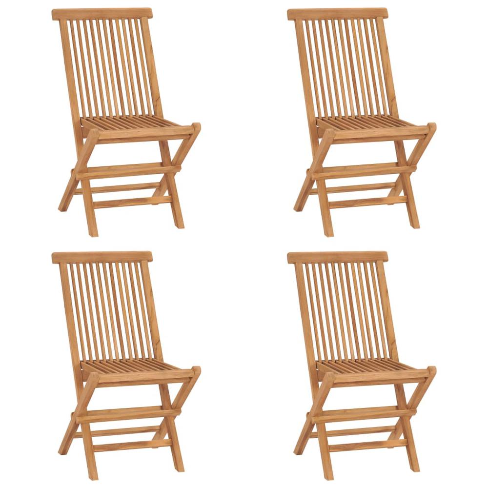vidaXL Folding Patio Chairs 4 pcs Solid Teak Wood, 315442. Picture 1