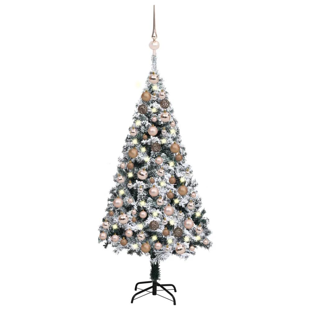 vidaXL Artificial Christmas Tree with LEDs&Ball Set LEDs Green 47.2". Picture 1