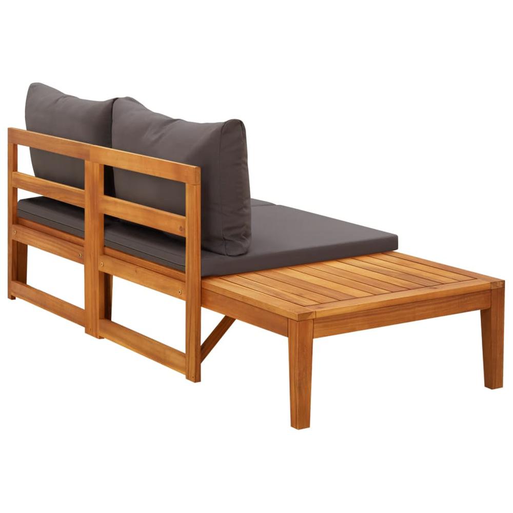 vidaXL Patio Bench with Table Dark Gray Cushions Solid Acacia Wood. Picture 4