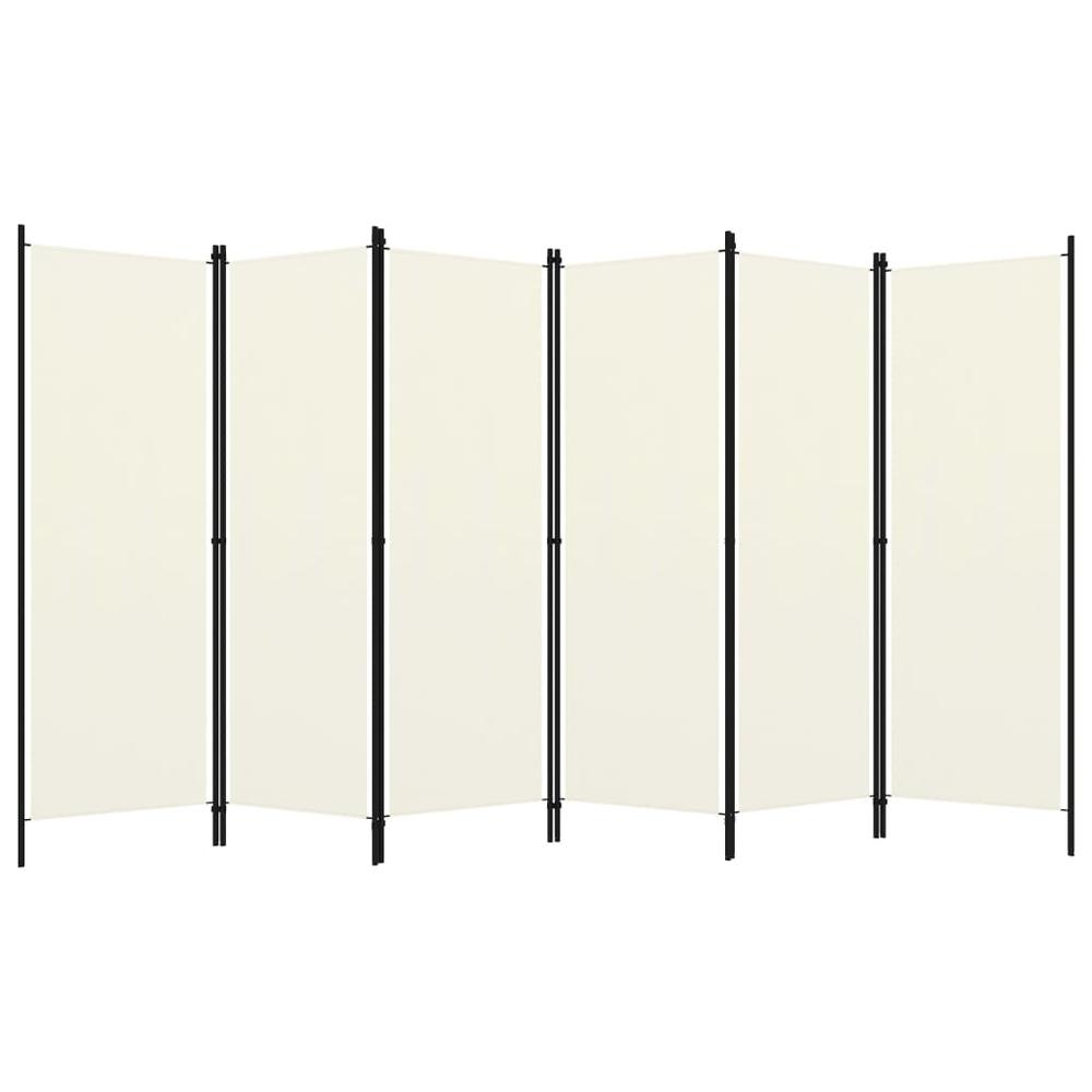 vidaXL 6-Panel Room Divider Cream White 118.1"x70.9". Picture 2