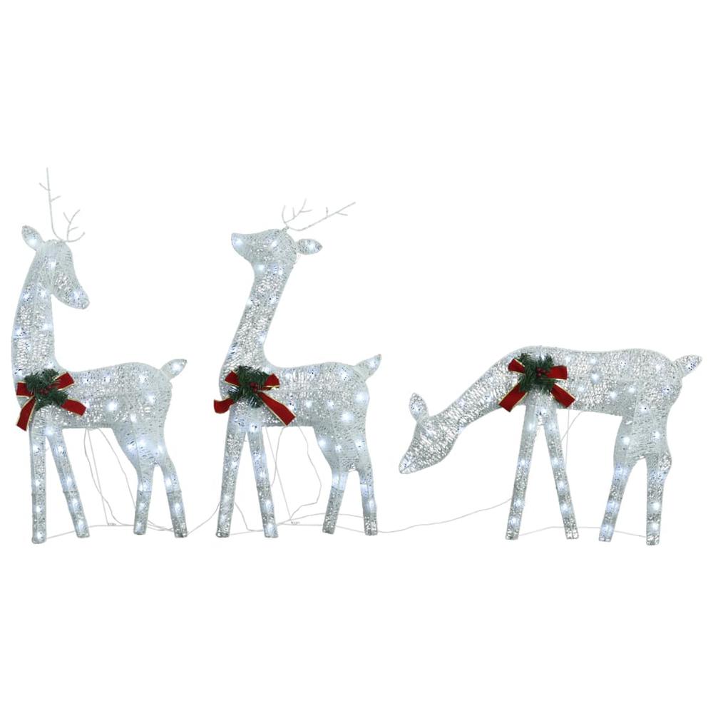 vidaXL Christmas Reindeer Family 106.3"x2.8"x35.4" White Cold White Mesh. Picture 2