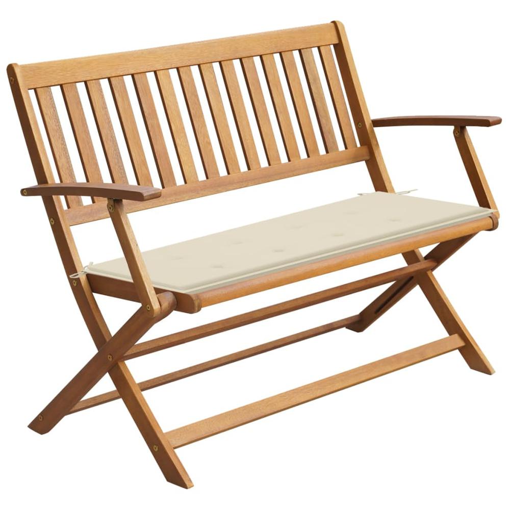 vidaXL Patio Bench with Cushion 47.2" Solid Acacia Wood, 3064241. Picture 1