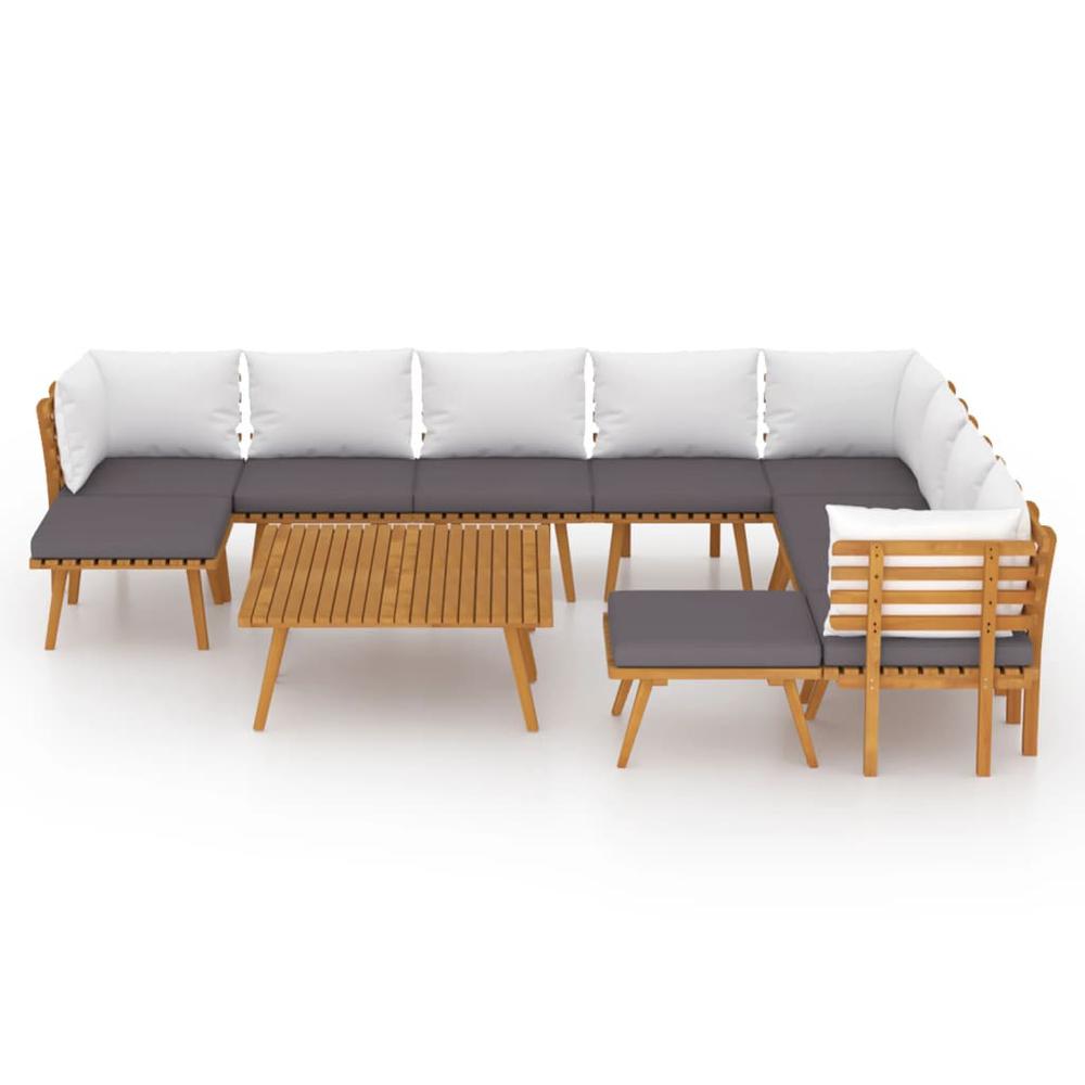 vidaXL 12 Piece Patio Lounge Set with Cushions Solid Acacia Wood, 3087021. Picture 3
