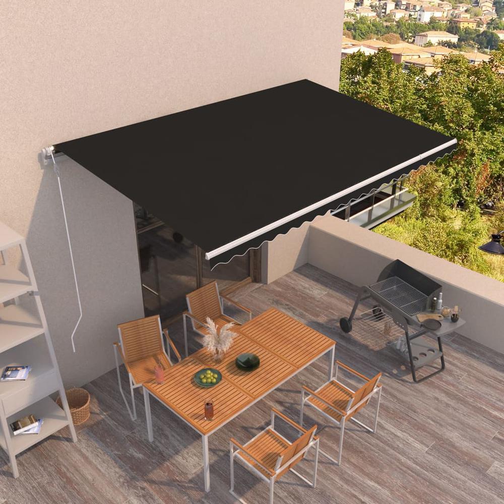 vidaXL Automatic Retractable Awning 196.9"x118.1" Anthracite. Picture 1