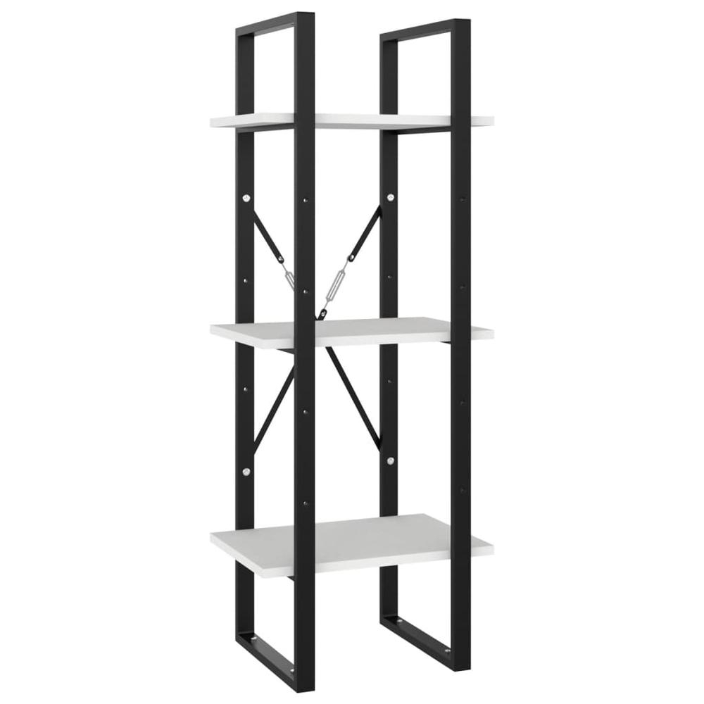 vidaXL 3-Tier Book Cabinet White 15.7"x11.8"x41.3" Engineered Wood. Picture 2