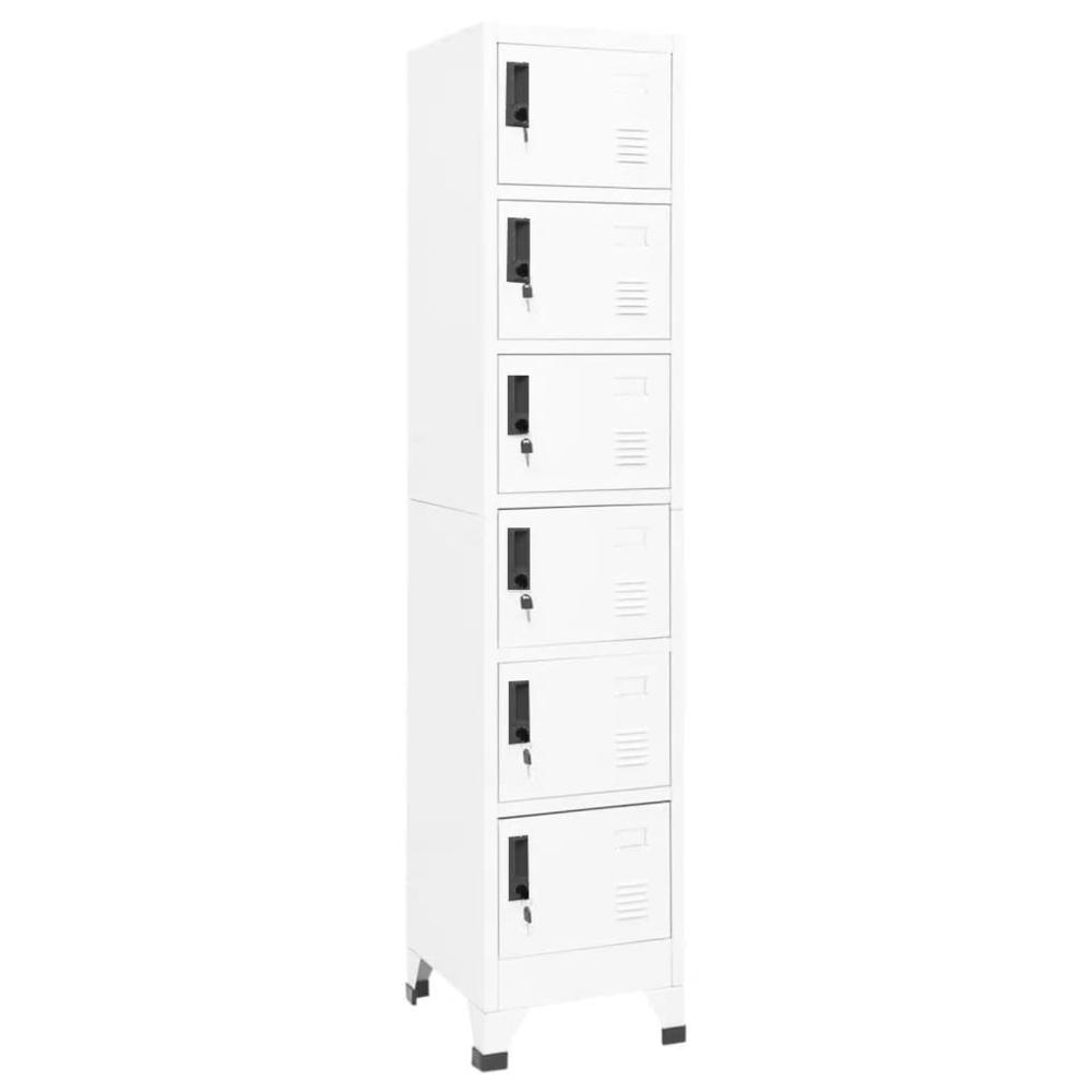 vidaXL Locker Cabinet White 15"x15.7"x70.9" Steel, 339792. Picture 1