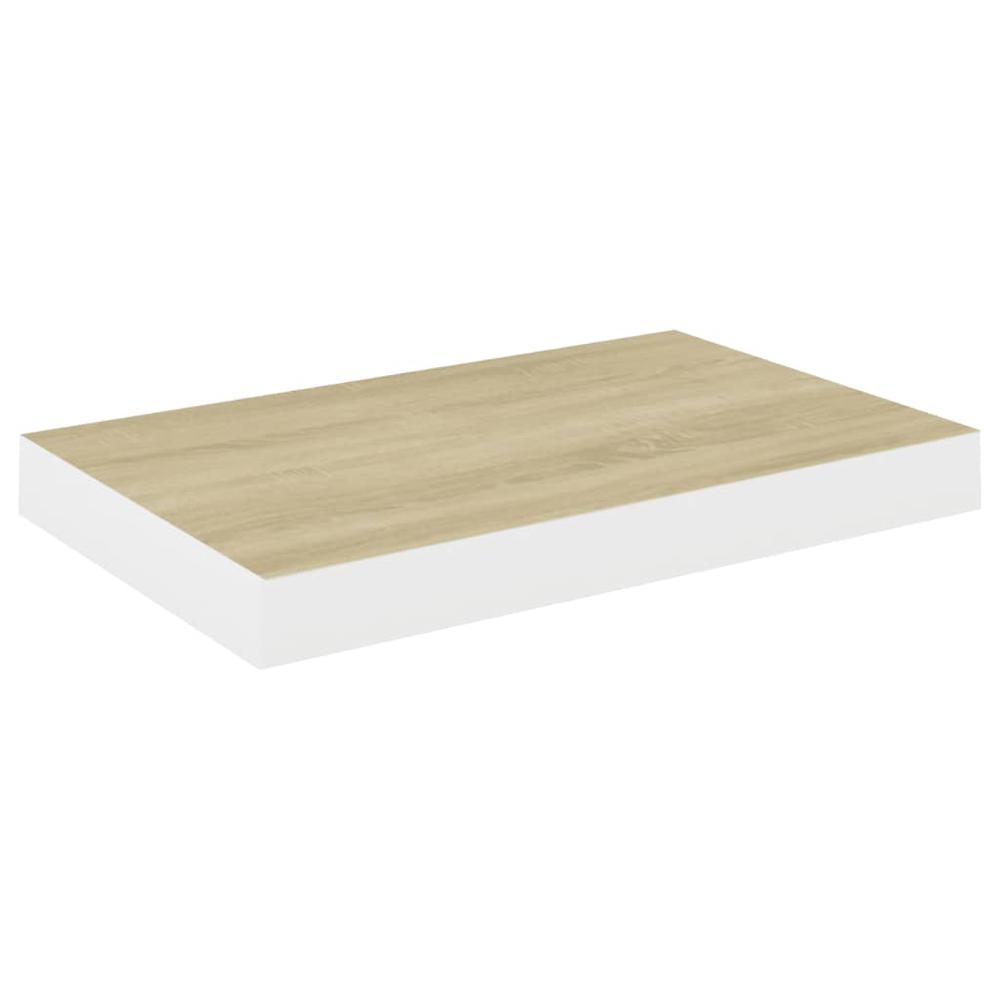 vidaXL Floating Wall Shelves 2 pcs Oak and White 15.7"x9.1"x1.5" MDF. Picture 4