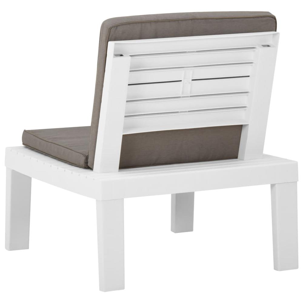 vidaXL Patio Lounge Chair with Cushion Plastic White. Picture 4