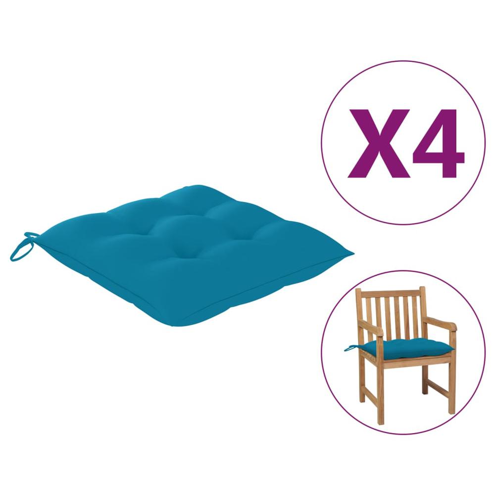 vidaXL Chair Cushions 4 pcs Light Blue 19.7"x19.7"x2.8" Fabric. Picture 1
