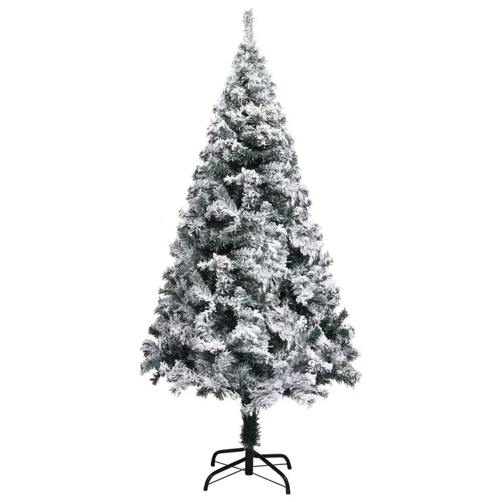 vidaXL Artificial Christmas Tree with Flocked Snow Green 47.2" PVC. Picture 2