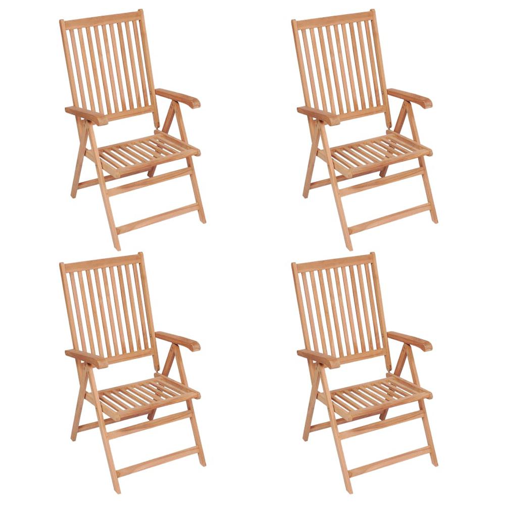 vidaXL Reclining Patio Chairs 4 pcs Solid Teak Wood. Picture 1