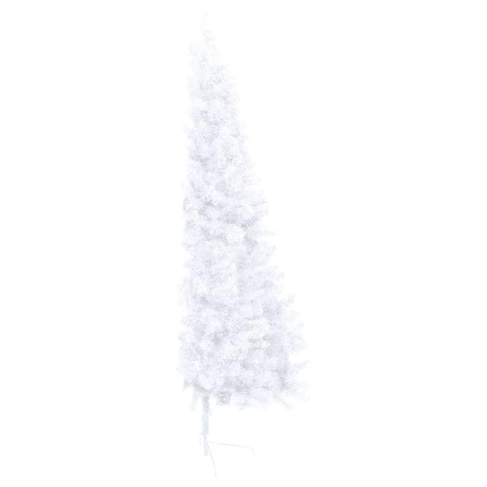 vidaXL Artificial Half Christmas Tree with Stand White 59.1" PVC. Picture 4