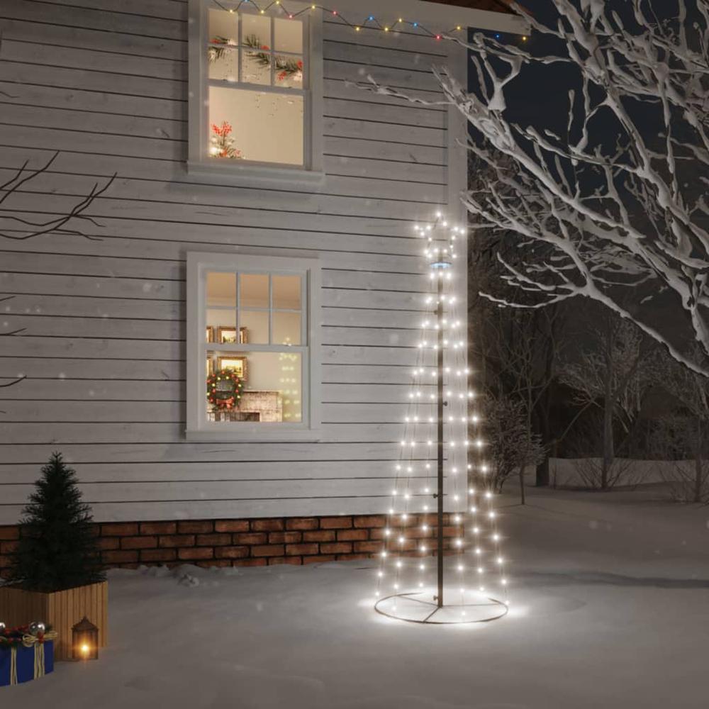 vidaXL Christmas Cone Tree Cold White 108 LEDs 27.6"x70.9". Picture 1