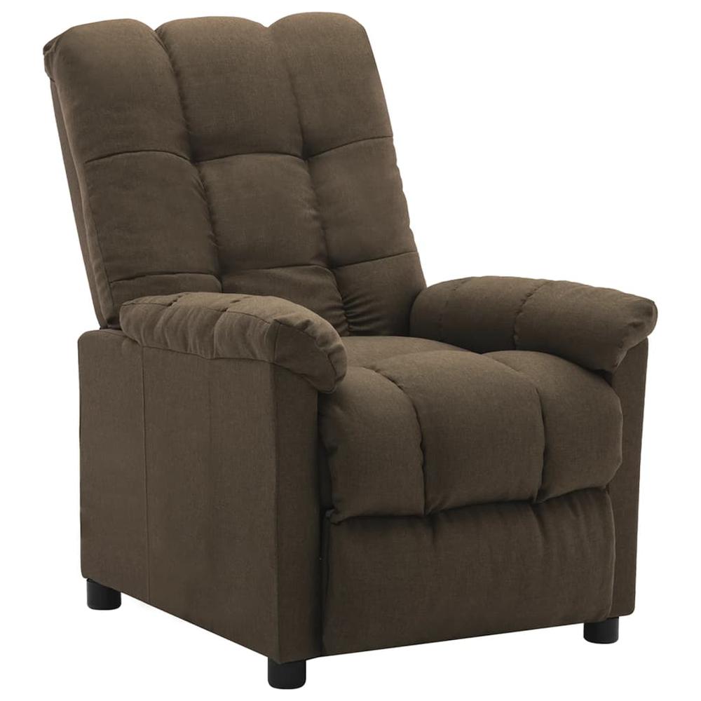 vidaXL Electric Recliner Brown Fabric. Picture 2