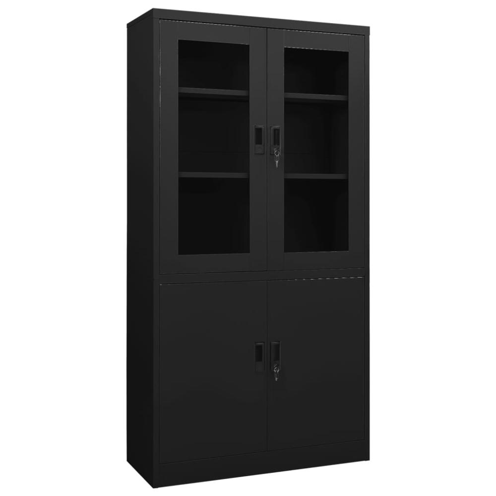 vidaXL Office Cabinet Black 35.4"x15.7"x70.9" Steel, 335948. Picture 1