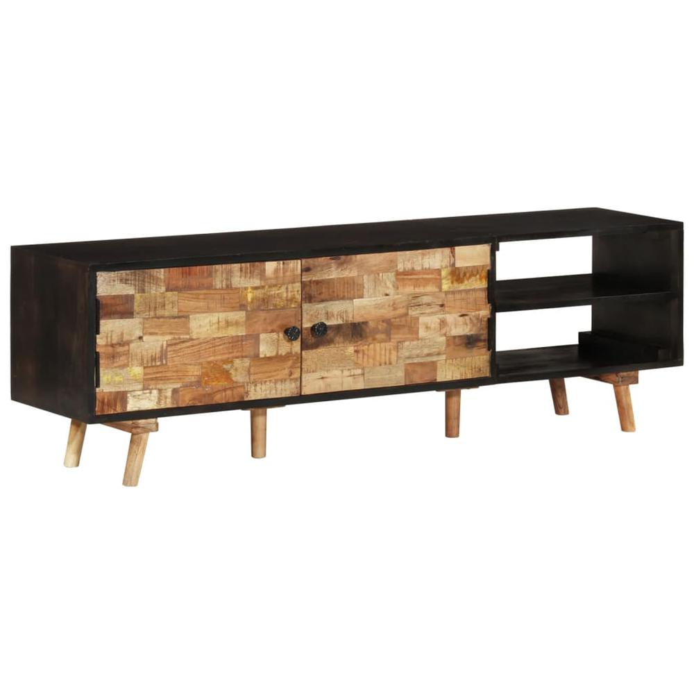 vidaXL TV Cabinet 55.1"x11.8"x17.7" Rough Mango Wood and Solid Acacia Wood. Picture 11