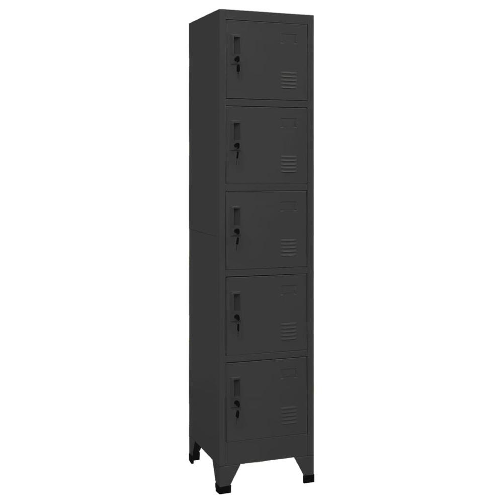 vidaXL Locker Cabinet Anthracite 15"x15.7"x70.9" Steel, 339791. Picture 1