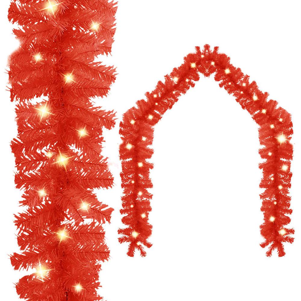 vidaXL Christmas Garland with LED Lights 787.4" Red. Picture 1
