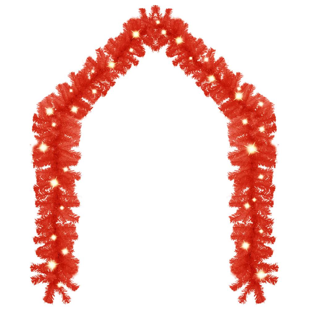 vidaXL Christmas Garland with LED Lights 393.7" Red. Picture 2