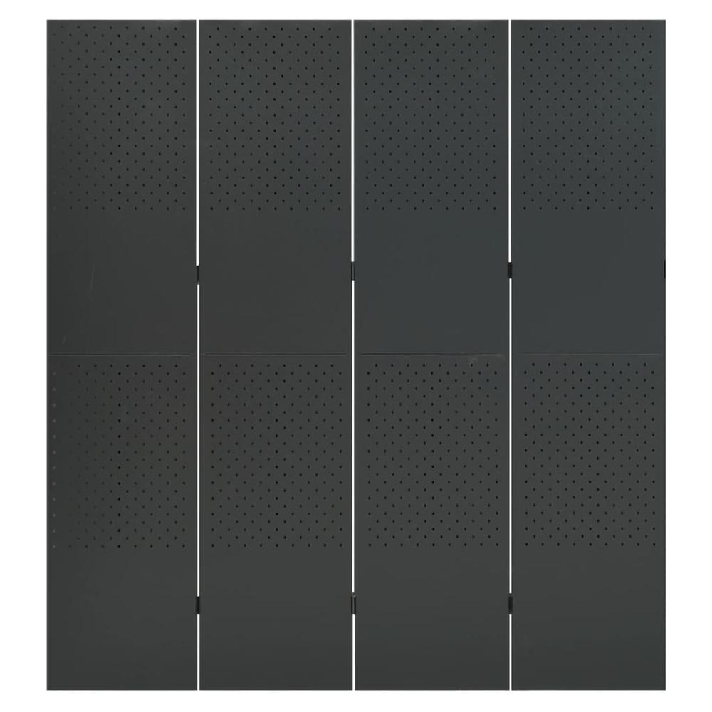 vidaXL 4-Panel Room Divider Anthracite 63"x70.9" Steel. Picture 2