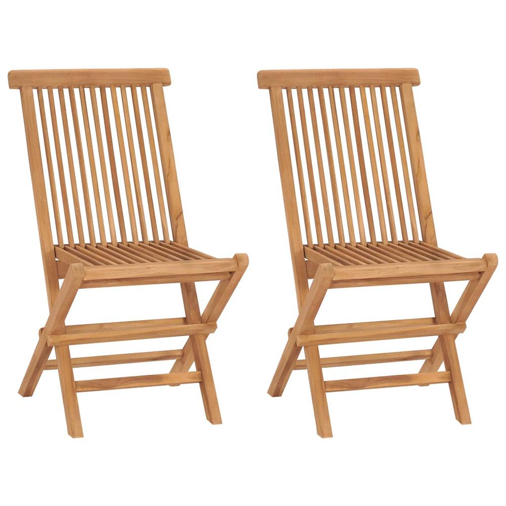 vidaXL Folding Patio Chairs 2 pcs Solid Teak Wood, 315441. Picture 1