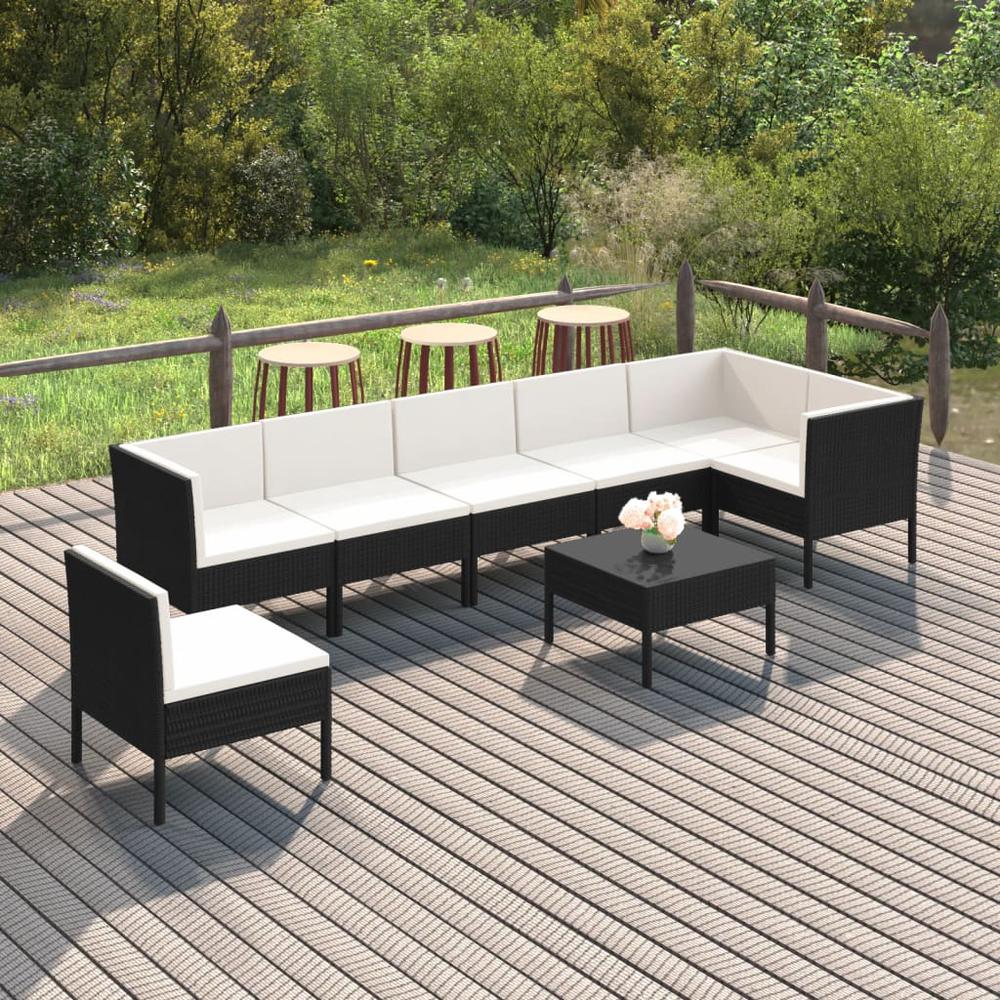 vidaXL 8 Piece Patio Lounge Set with Cushions Poly Rattan Brown, 3094388. Picture 1
