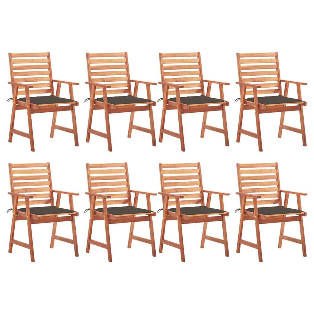 vidaXL Patio Dining Chairs 8 pcs with Cushions Solid Acacia Wood, 3078382. Picture 1