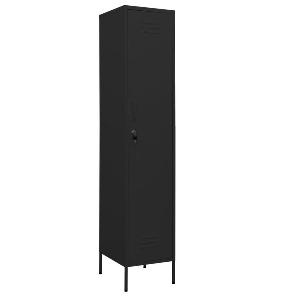 vidaXL Locker Cabinet Black 13.8"x18.1"x70.9" Steel. Picture 2