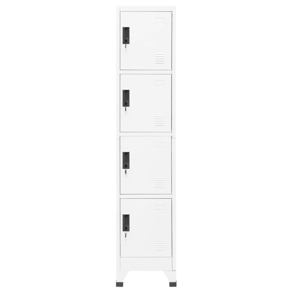 vidaXL Locker Cabinet White 15"x17.7"x70.9" Steel, 339784. Picture 2