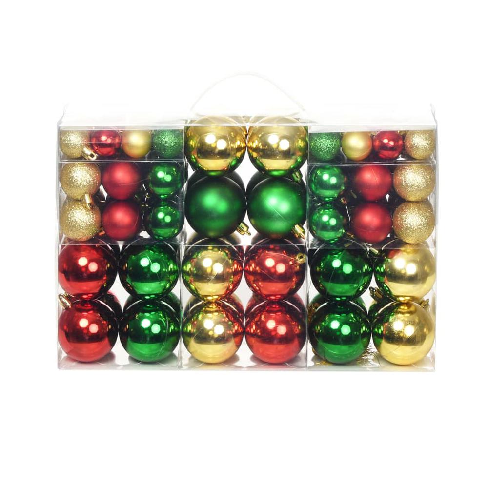 vidaXL Christmas Balls 100 pcs Red/Gold/Green. Picture 1