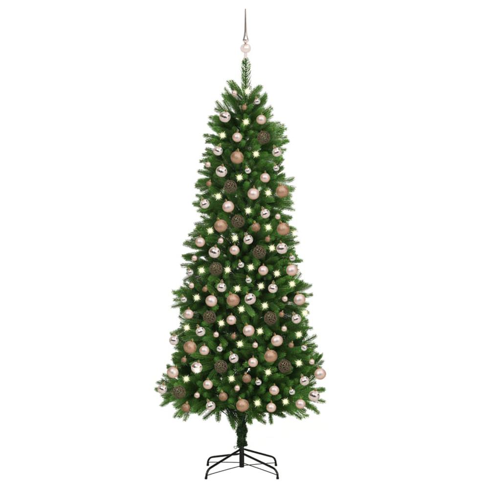 vidaXL Artificial Christmas Tree with LEDs&Ball Set 94.5" Green, 3077643. Picture 1