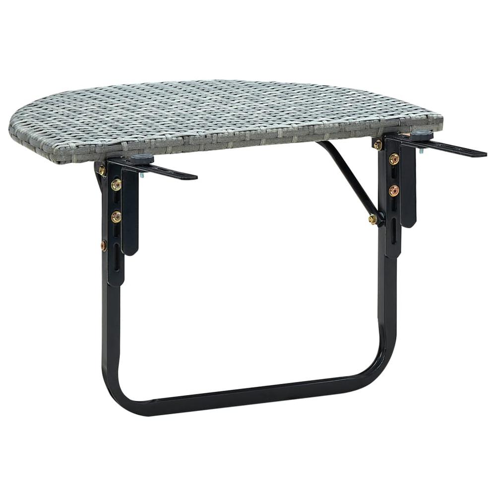 vidaXL Patio Table Gray 23.6"x23.6"x15.7" Poly Rattan. Picture 4