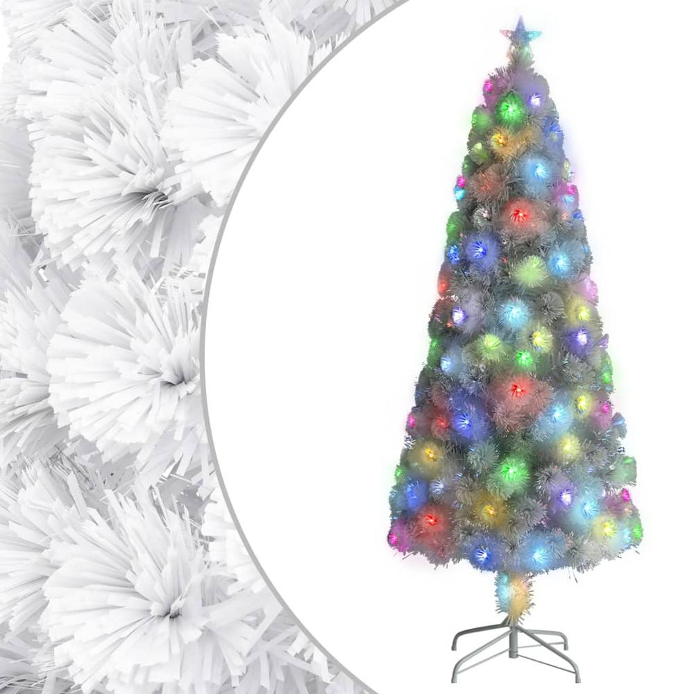 vidaXL Artificial Christmas Tree with LED White 82.7" Fiber Optic. Picture 1